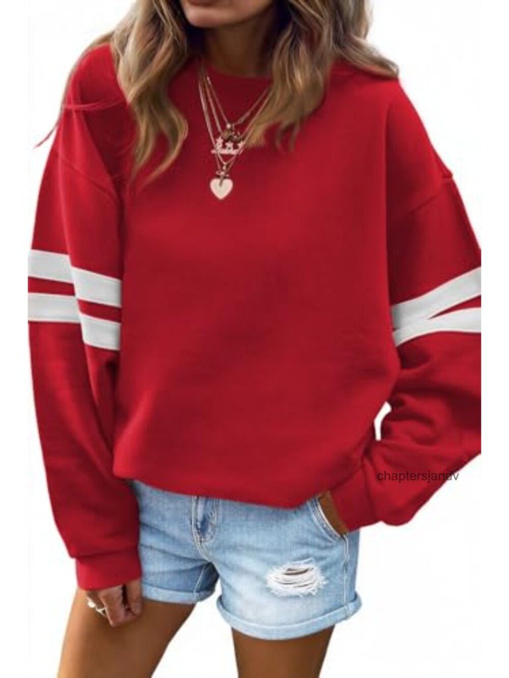 Oversized Striped Sweatshirt Women Long Sleeve Crewneck Pullover Casual